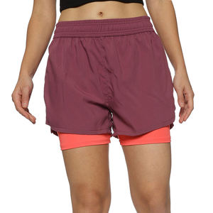 Pantalones cortos deportivos de entrenamiento de secado rápido transpirables de doble capa 2 en 1 para mujer personalizados, pantalones cortos deportivos básicos informales sexis para correr - Product Image 1