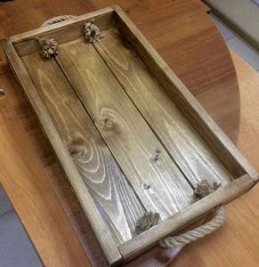 Plateau de service rectangulaire en bois Design SERVING Finition naturelle Taille standard pour la maison et le mariage Plateau de service fait à la main - Product Image 1