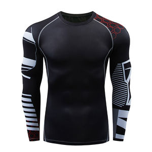 ODM Logo personnalisable Maillot de sport pour hommes Rash Guard Slim Fit Gym Fitness Workout Top Longue longueur pour utilisation MMA - Product Image 3