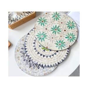 จานเสิร์ฟเซรามิกสโตนแวร์ไข่มุกแม่ทำด้วยมือออกแบบคลาสสิกสำหรับตกแต่งงานปาร์ตี้ - Product Image 6