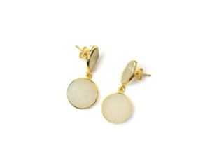 925ต่างหูเม็ดเดี่ยวทำด้วยมือเงินสเตอร์ลิงอัญมณีสีขาวและชุบทองเครื่องประดับแฟชั่นสำหรับเธอ - Product Image 3