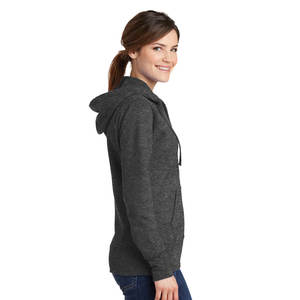 Sweat à capuche zippé basique bleu marine pour femme, léger, en coton thermique doublé de tissu éponge, décontracté, toutes saisons, avec poches et cordons de serrage - Product Image 6