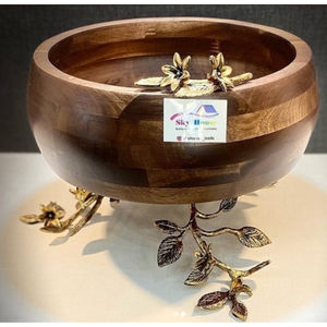 Tazón de diseño de flores Milli de rama de latón único, cuencos de madera hechos a mano para servir con perfecto para dulces de nueces y decoración del hogar - Product Image 3