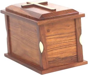 Wooden Urn <b>Box</b> <b>for</b> Male and Female Decorative Brass Crosss Funeral Wood Cremation <b>for</b> Adult <b>Ashes</b> Burial Handmade Urns - Product Image 2