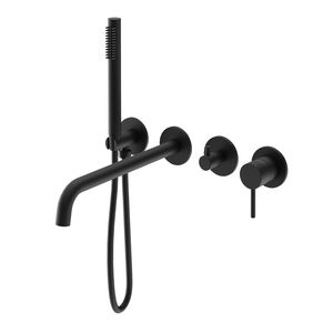 Set miscelatore da bagno a parete a leva singola serie Jazz Art con doccia a mano nero opaco da 1 - Product Image 1