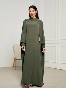 2025 transfrontalier nouveau Style arabe décontracté longues filles à capuche longueur de plancher Polyester chemise musulman Robe Caftan vêtements islamiques - Product Image 6