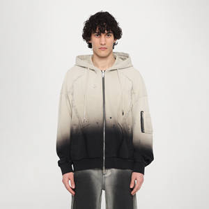 Sweats à capuche délavés lourds pour hommes goutte épaule Boxy Fit sweats à capuche zippés hommes thermique à manches longues français Terry sweats à capuche zippés - Product Image 1