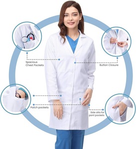 Vente en gros de blouses de laboratoire uniformes de travailleur d'usine alimentaire blouse de laboratoire avec poches costume de médecin LOGO personnalisé - Product Image 3