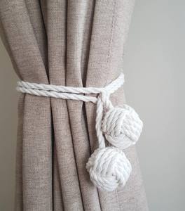 Sujetadores de cortinas con forma de puño de mono, sujetadores de cortinas de macramé, sujetadores de cortinas de cuerda de algodón, sujetadores de cortinas blancos, sujetadores de cortinas náuticos - Product Image 1