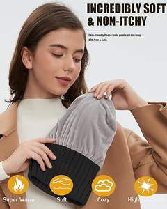 Fleece Lined Polyester Breathable Waterproof Beanie Hat for <b>Women</b> Men Soft Winter Hats Chunky Warm Snow Ski Skull Cap Travel - Product Image 4