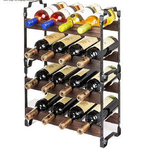 Estante de madera independiente para vino, organizador de botellas de pie con estantes apilables sin tambaleo - Product Image 4