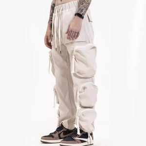 Pantalons cargo pour hommes en gros, poids moyen, coupe droite, 100% coton, imperméables, style streetwear tendance, pantalons parfaits pour les tenues décontractées - Product Image 3