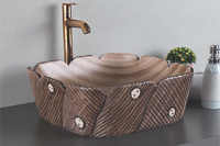 Évier de navire salle de bain de luxe Wc blanc noir couleur dessus de Table facile à nettoyer poterie carré salle de bain comptoir au-dessus du bassin en céramique
