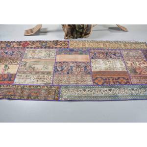 Tapis Vintage Turc Beige 3.5x8.8ft Laine Faite à la Main avec Motif Abstrait en Latex pour Entrée 9x12 Rectangle - Product Image 3