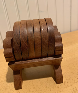 Hand Carved <b>Wood</b> <b>Coaster</b> Set Boho Floral Drink <b>Coasters</b> for Bar Cart Decor and Table Protection - Product Image 3