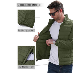 Chaqueta de Invierno Acolchada con Capucha para Hombre, Estilo Vintage, Ligera, Transpirable, Resistente al Viento, Repelente al Agua, con Dobladillo y Puños Elásticos de Fábrica - Product Image 5