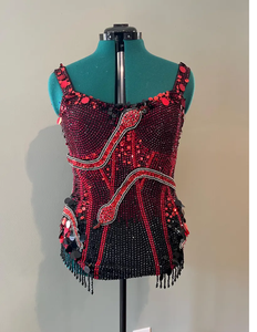 Sustainable Satin Short Beaded <b>Top</b> Tank <b>Top</b> <b>Crop</b> Cami with Deep Round Neck and <b>Sexy</b> Heart for Valentine's Day Sweet Style - Product Image 6