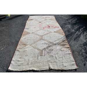 พรมสไตล์ตุรกีโบราณ11.5ft เบจแดง x 4.9สำหรับติดทางเดินห้องนอนยางสำหรับห้องนั่งเล่น - Product Image 1