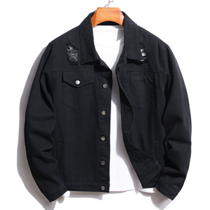 Vente en gros de vestes en jean bleu avec logo personnalisé Veste en jean en coton pour hommes - Product Image 6