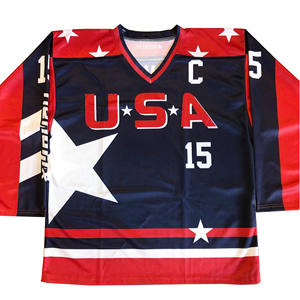 Maillot de hockey sur glace à manches longues pour adulte, col en V uni, prix de gros, personnalisable avec nom/numéro d'équipe, 100 % polyester, tenue d'entraînement - Product Image 1