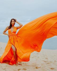 Robe volante fluide pour femmes robe longue de maternité robe de plage avant le mariage Photoshoot - Product Image 5