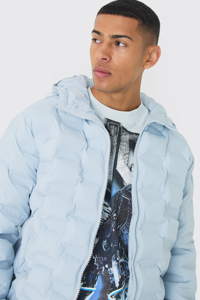 Latest Design Man's <b>Jacket</b> Heat Seal Hooded Puffer <b>Jacket</b> In <b>Light</b> Blue Windproof Quilted Down Coat Custom Bubble <b>Jacket</b> For <b>Men</b> - Product Image 3