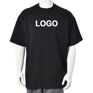 Venta al por mayor 100% algodón hombres camisetas de manga corta verano caliente Oversize patrón sólido tejido de punto 260 gramos de peso - Product Image 1