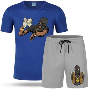 Одежда с логотипом под заказ для мужчин, комплекты из 2 предметов, оптовая продажа, высококачественные летние повседневные мужские спортивные шорты, футболка и короткий комплект