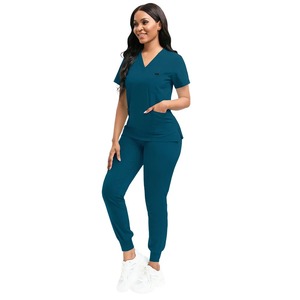 Uniforme Médico Elástico Scrub Set Hospital Quirúrgico Scrubs Tops Pantalones Enfermera Enfermería Ropa de Trabajo Médicos Ropa - Product Image 1