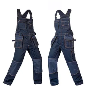 Профессиональный комбинезон из джинсовой ткани с несколькими карманами, водонепроницаемый комбинезон для мужчин, механический комбинезон, 1 шт. нагрудник и бандаж, тяжелый костюм
