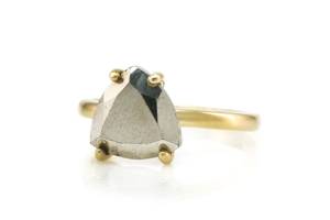 Handmade Cocktail Design Natural Raw Pyrite Trillion Faceted Cut Gemstone Gold Plated 925 Sterling <b>Silver</b> Solitaire <b>Chunky</b> <b>Rings</b> - Product Image 4
