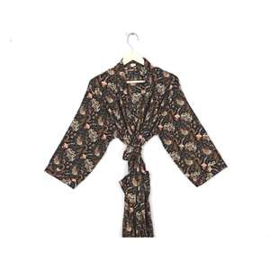 Kimono Vintage en soie pour femmes Robe de chambre indienne recyclée ethnique Patchwork vêtements de nuit vêtements de plage pour ensemble de vêtements de nuit d'été - Product Image 3