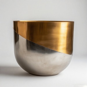 Maceta artesanal de aluminio y hierro de dos tonos que ofrece un diseño minimalista con el máximo impacto de presentación botánica - Product Image 4