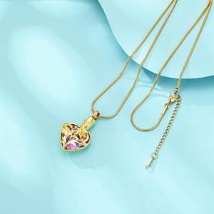 Collares de urna de corazón de Metal para cenizas, recuerdo, urna conmemorativa, joyería de cremación, colgante de ceniza para mujeres, hombres, amor, un tamaño personalizado - Product Image 6