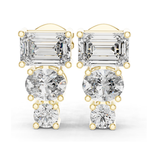 Boucles d'oreilles en diamant CVD de laboratoire 0,22 CT VVS-VS-EF, taille brillant rond et taille émeraude, or 10KT, 14KT, 18KT et argent 925, rose - Product Image 2