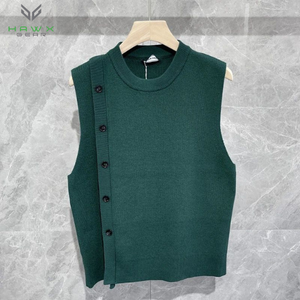 Men's Luxury <b>Vintage</b> Knitted Pullover Vest O-Neck Button Front Solid Color Casual Streetwear Stylish Plus Size <b>Tank</b> <b>Tops</b> - Product Image 2