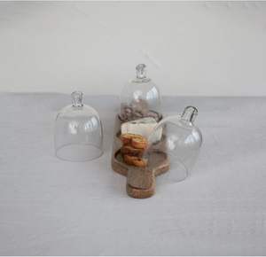 Bandeja de exhibición decorativa de madera con cloches y asas Plato decorativo Bandeja de servicio Tamaño personalizado Color de madera natural - Product Image 2