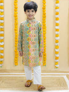 Ensemble de pyjama Kurta en coton uni pour garçons | Tenue quotidienne et tenue de fête | Approvisionnement direct d'usine indien - Product Image 3