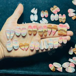 Cabujón de Rodocrosita rosa de alta calidad y piedras preciosas de jaspe verde, par suelto Natural, piedras a juego - Product Image 3