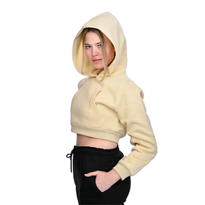 Sweat-shirt à capuche court pour femme, polaire, coton, élégant et confortable, chaud, léger, décontracté, hiver, streetwear avant - Product Image 6