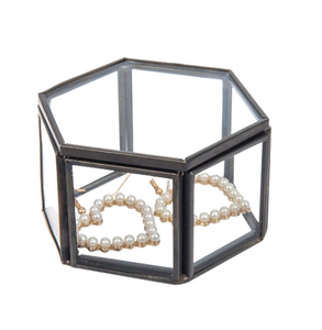 Joyero con marco de Metal de hierro, caja de cristal hecha a mano, artículos de mesa de calidad Superior, joyero de cristal decorativo - Product Image 4