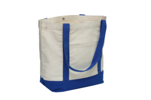 Sac de bateau en toile épaisse de taille moyenne certifié OekoTex, couleur bleue, poche avant, fermeture à bouton-pression, motif de lettres unique - Product Image 2