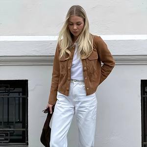 Automne nouveau Style de vêtements pour femmes Simple et haut de gamme coupe ajustée Style court revers veste en daim - Product Image 6