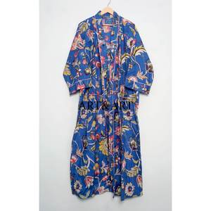 100% Cotton Kimono Robes, Pure Cotton Kimono Hand Block Printed Cotton Kimono Shower Robe <b>Spaghetti</b> <b>Strap</b> for Wholesale - Product Image 1