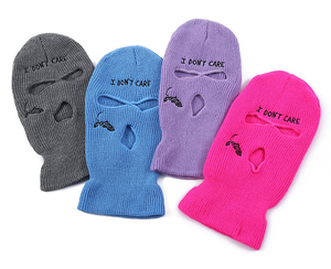 Wholesale Balaclava Face <b>Mask</b> Windproof Knitted Winter Hat Custom logo Men Acrylic Knitted 3 Holes Embroidery DDP Shipping - Product Image 6