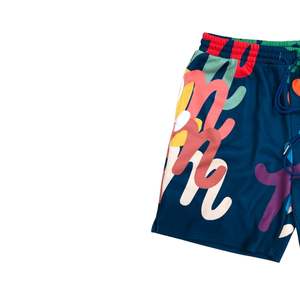 Shorts en maille graphique colorés en gros, shorts de sport pour hommes en polyester sublimé vibrant, streetwear - Product Image 3