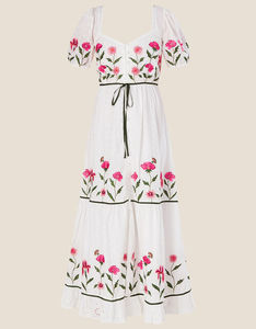 Haute qualité élégant décontracté été Midi Maxi robe pour les femmes nouvelle broderie mode Style dentelle décoration taille naturelle - Product Image 4