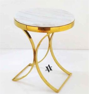 <b>Set</b> of 3 High Gloss White Marble Gold Legs Nesting End Tables Portable Tringle Coffee & tea table Home Craft Exports - Product Image 2