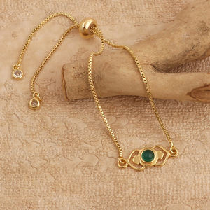 Natural Green <b>Onyx</b> Stone Adjustable <b>Bracelet</b> Gold Plated Handmade Minimal Gemstone <b>Bracelet</b> Wholesale Jewelry Manufacturer - Product Image 1
