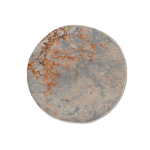 Alfombra Kavi Azul de Lana y Seda de Bambú Anudada a Mano, Unstring Srb(705(Fr)), Diseño Abstracto para Uso Doméstico - Product Image 1